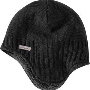 Carhartt Men's 106390 Knit Sherpa Lined Earflap Hat BLACK NWT
